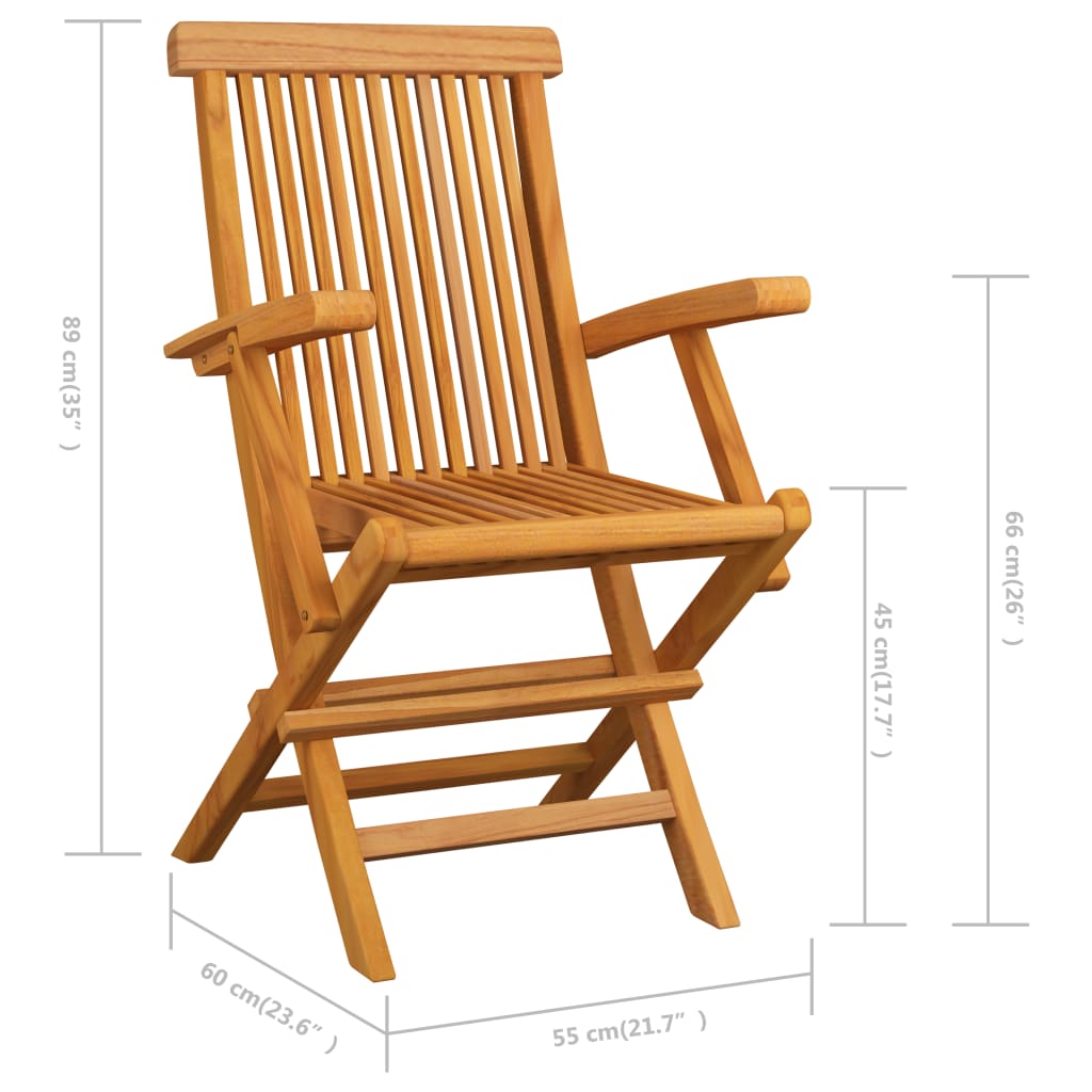 NNEVL Garden Chairs 3 pcs Solid Teak Wood-3