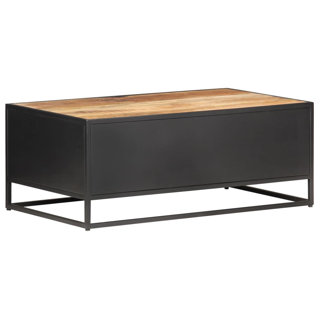 NNEVL Coffee Table 90x50x35 cm Rough Mango Wood and Natural Cane-3