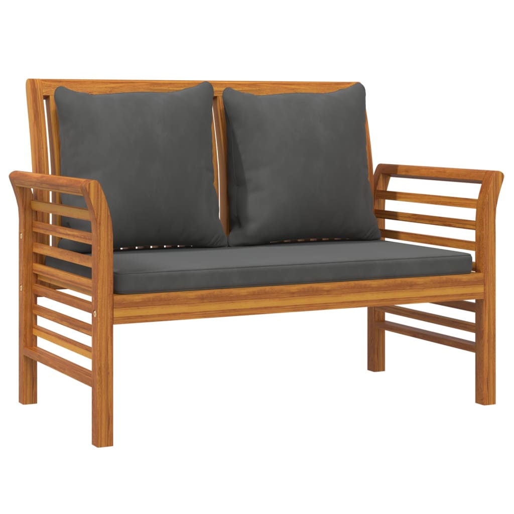 NNEVL 2 Piece Garden Lounge Set with Dark Grey Cushions Solid Wood-3