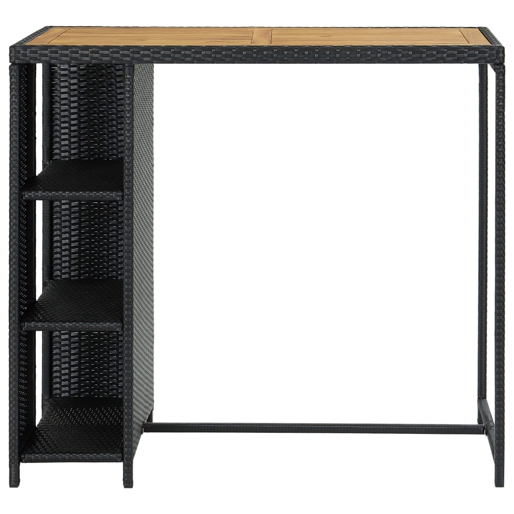 NNEVL Bar Table with Storage Rack Black 120x60x110 cm Poly Rattan-1