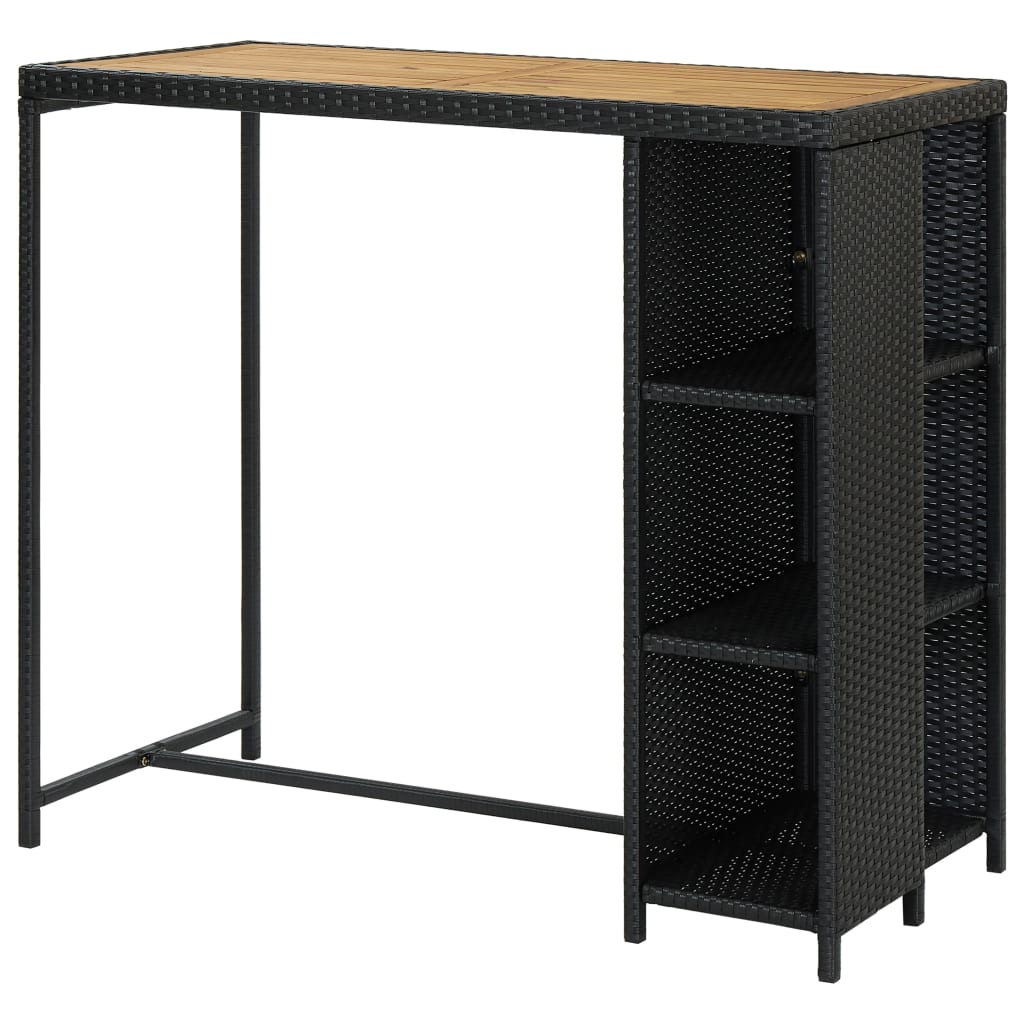 NNEVL Bar Table with Storage Rack Black 120x60x110 cm Poly Rattan-3