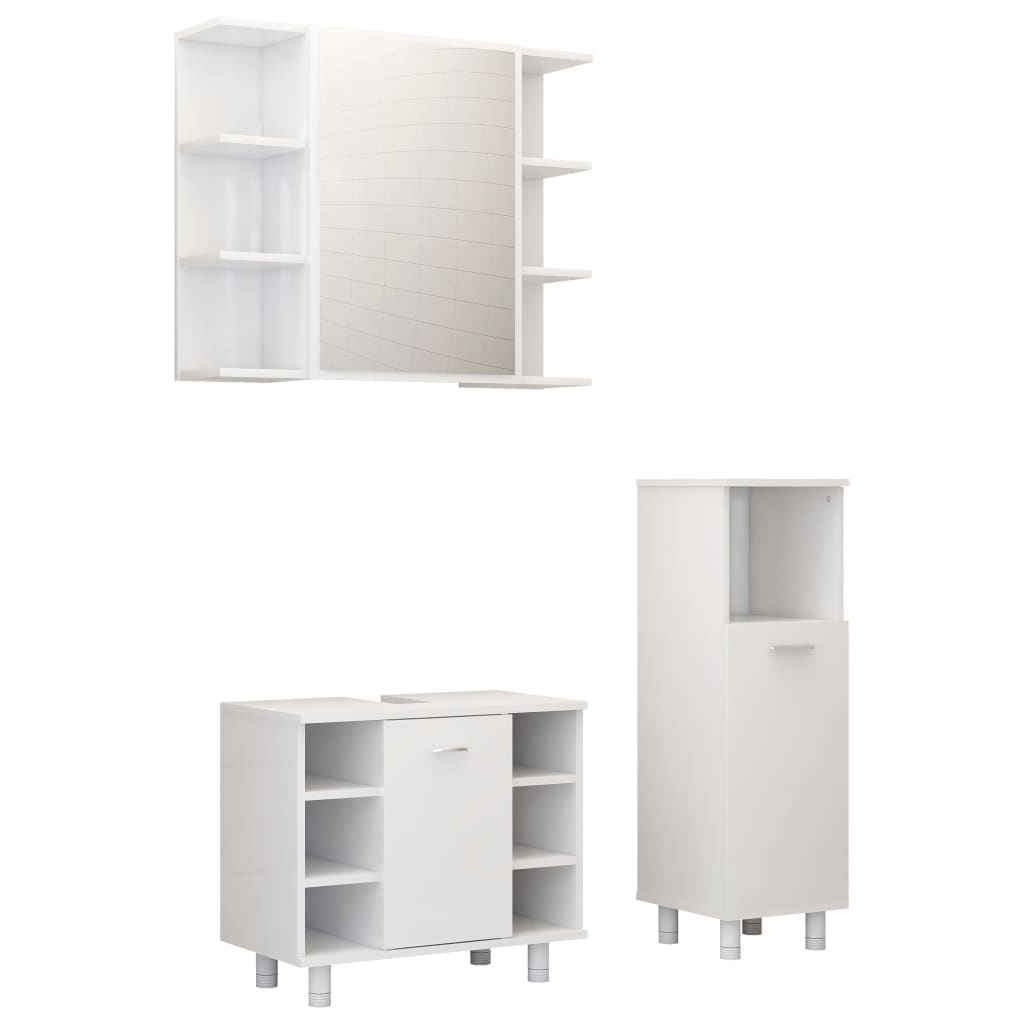 NNEVL 3 Piece Bathroom Furniture Set White Chipboard-1