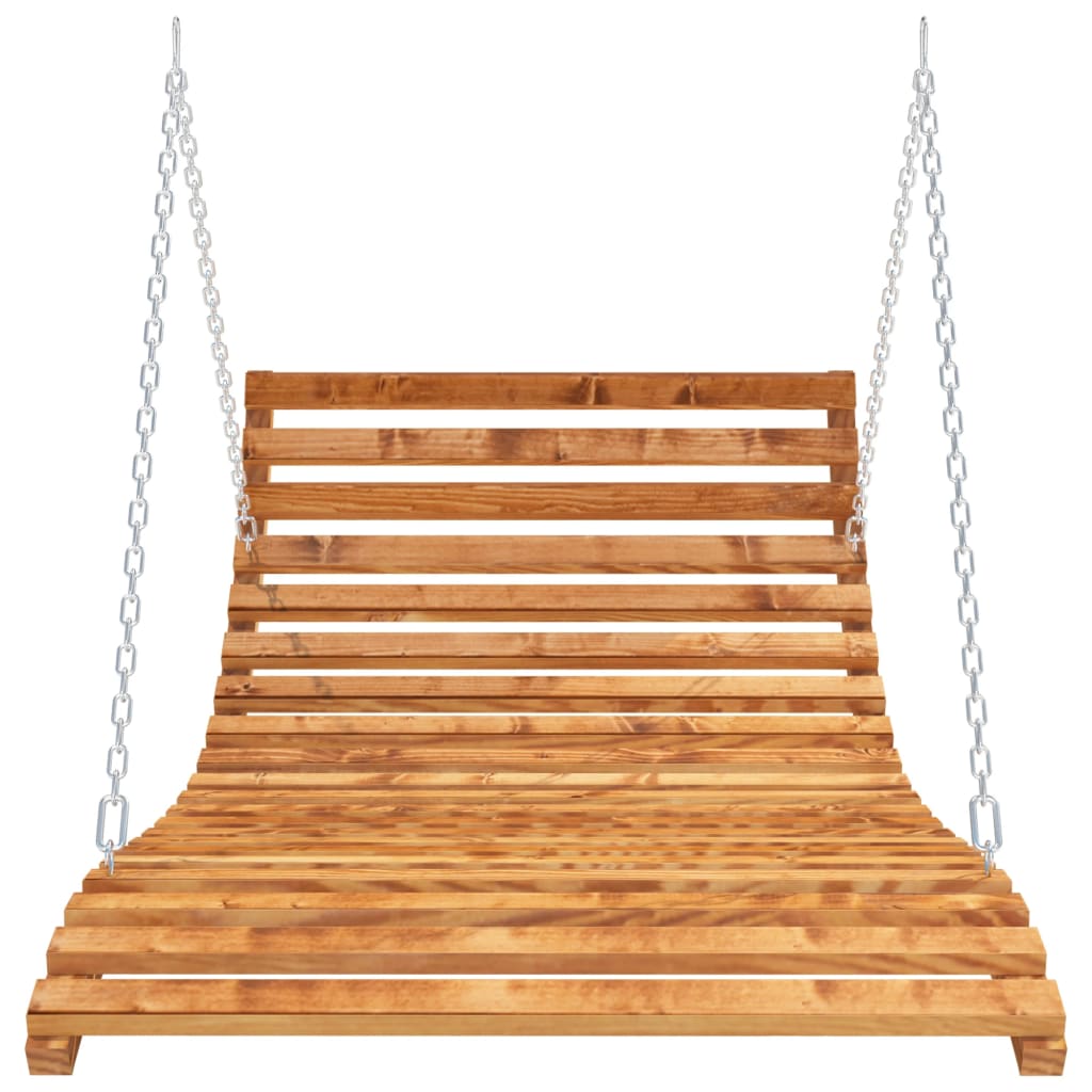 NNEVL Swing Bed Solid Bent Wood with Teak Finish 143x120x65 cm-2