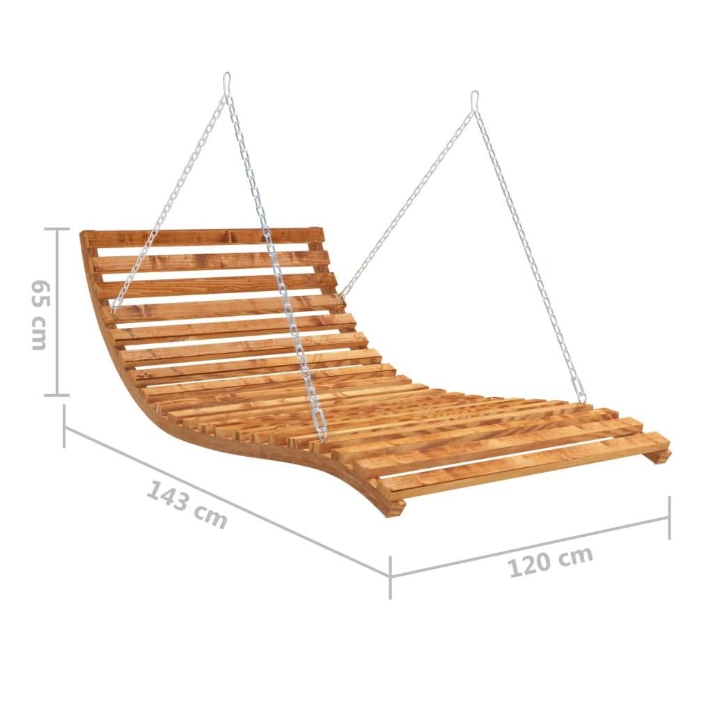 NNEVL Swing Bed Solid Bent Wood with Teak Finish 143x120x65 cm-4