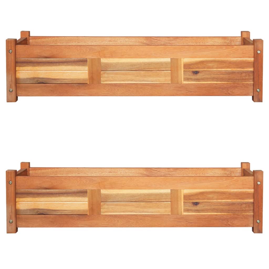 NNEVL Garden Raised Beds 2 pcs Acacia Wood 100x30x25 cm-0