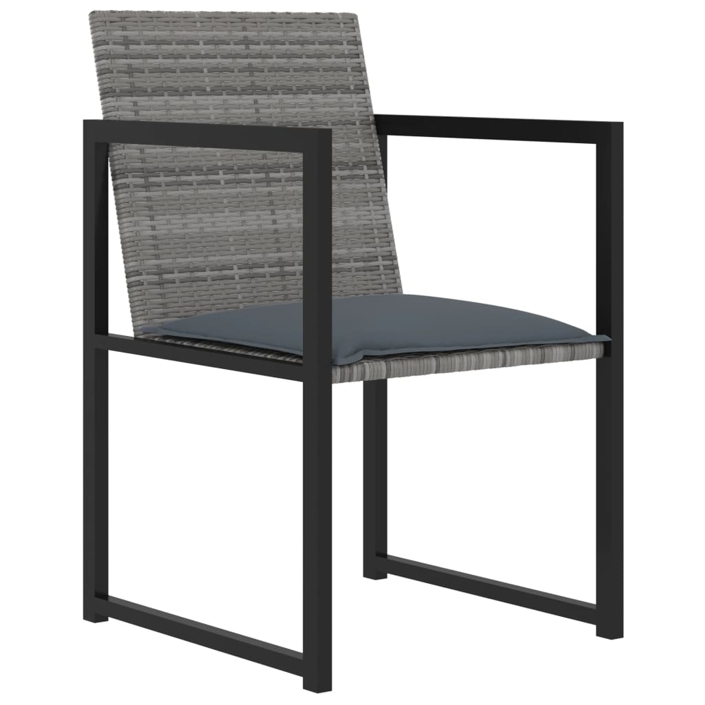 NNEVL 5 Piece Outdoor Dining Set with Cushions Poly Rattan Grey-1