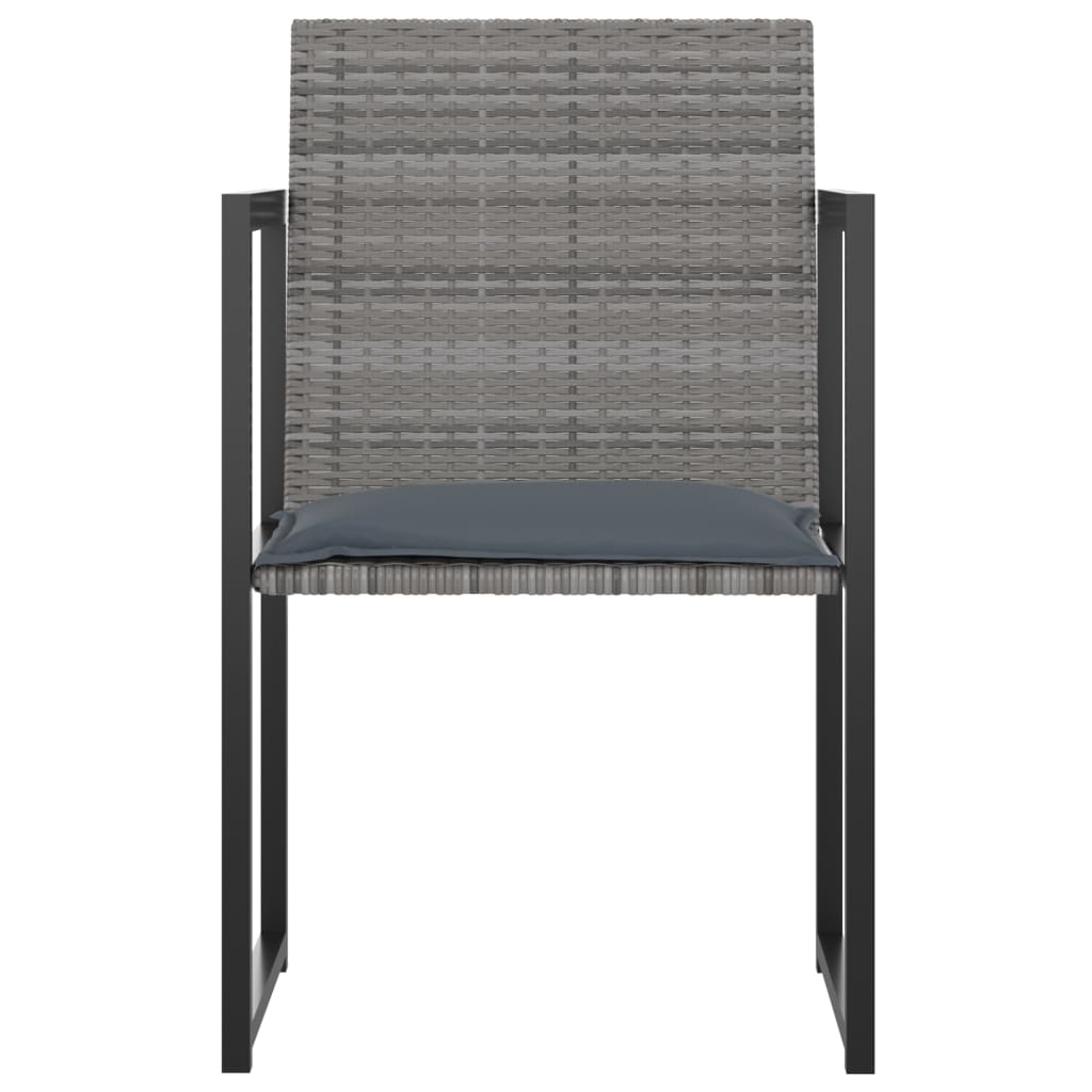 NNEVL 5 Piece Outdoor Dining Set with Cushions Poly Rattan Grey-2