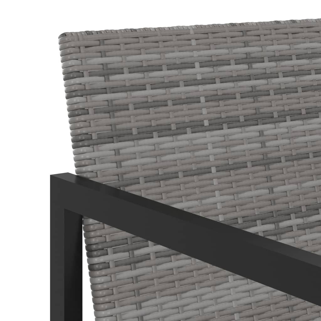 NNEVL 5 Piece Outdoor Dining Set with Cushions Poly Rattan Grey-4