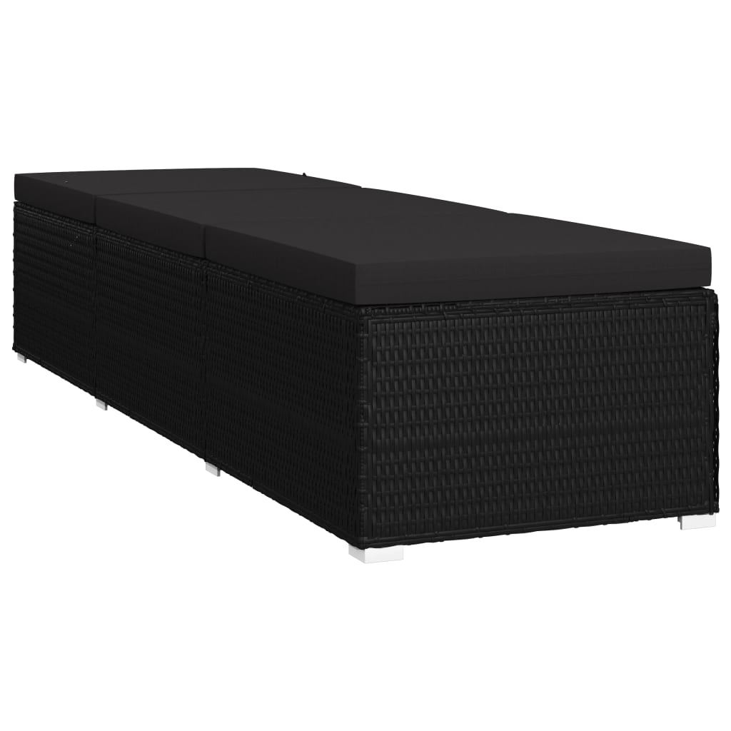 NNEVL 3 Piece Garden Sun Loungers with Tea Table Poly Rattan Black-4