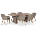 NNEVL 7 Piece Outdoor Dining Set with Cushions Poly Rattan-0