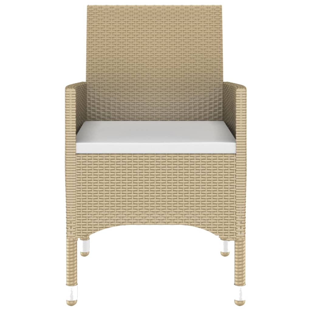 NNEVL 5 Piece Garden Dining Set Poly Rattan and Tempered Glass Beige-3