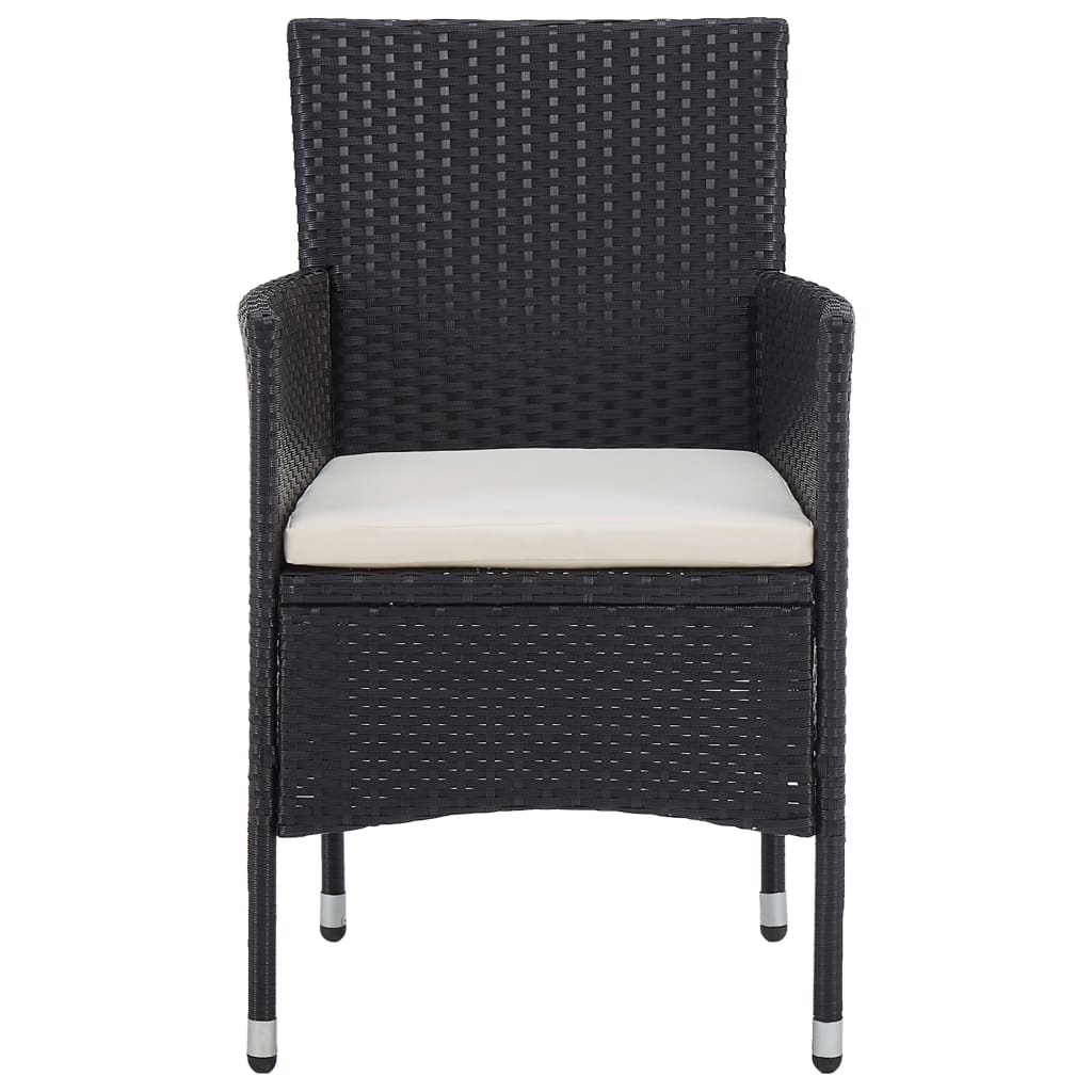 NNEVL 3 Piece Garden Dining Set Poly Rattan Black-3