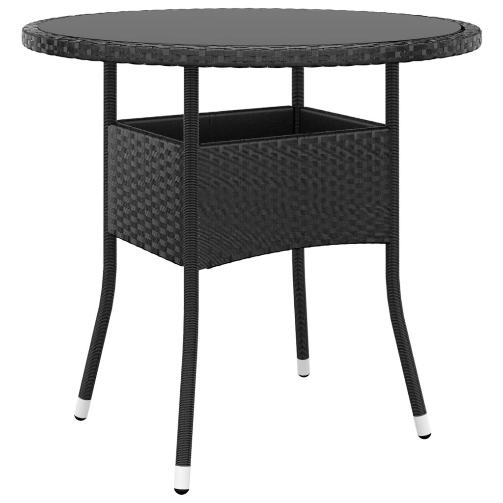 NNEVL 3 Piece Garden Dining Set Poly Rattan Black-4