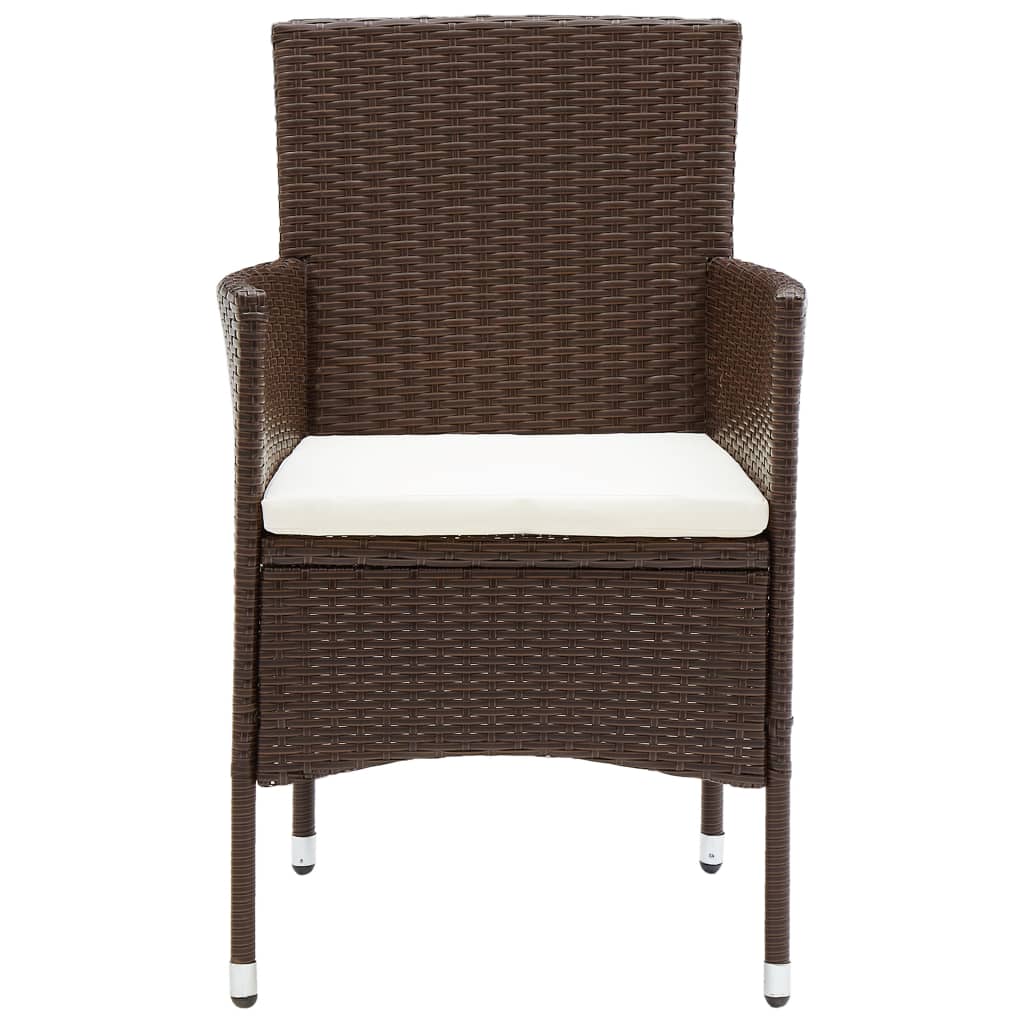 NNEVL 3 Piece Garden Dining Set Poly Rattan Brown-2