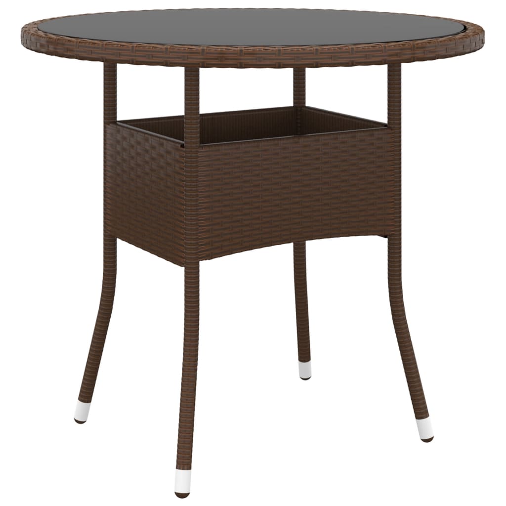 NNEVL 3 Piece Garden Dining Set Poly Rattan Brown-3