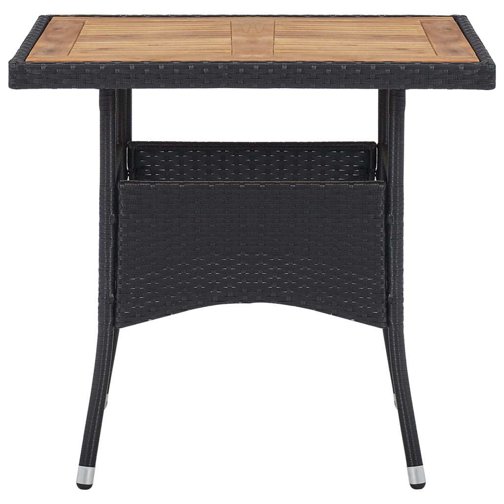 NNEVL 5 Piece Garden Dining Set Poly Rattan and Acacia Wood Black-3