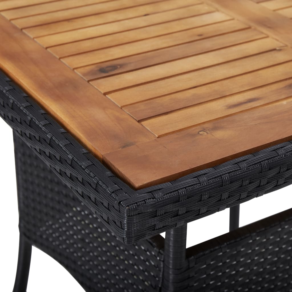 NNEVL 5 Piece Garden Dining Set Poly Rattan and Acacia Wood Black-4