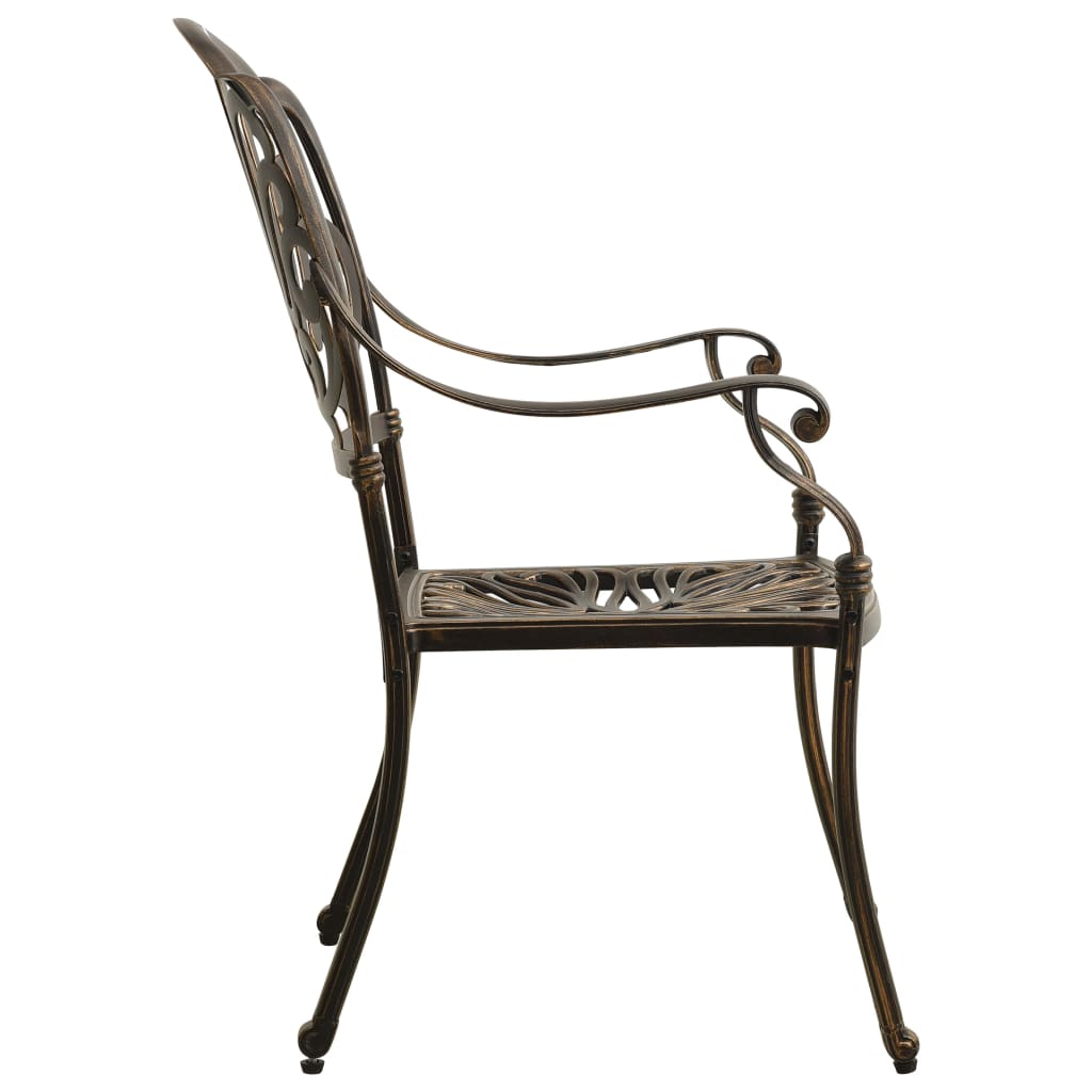 NNEVL Garden Chairs 2 pcs Cast Aluminium Bronze-2