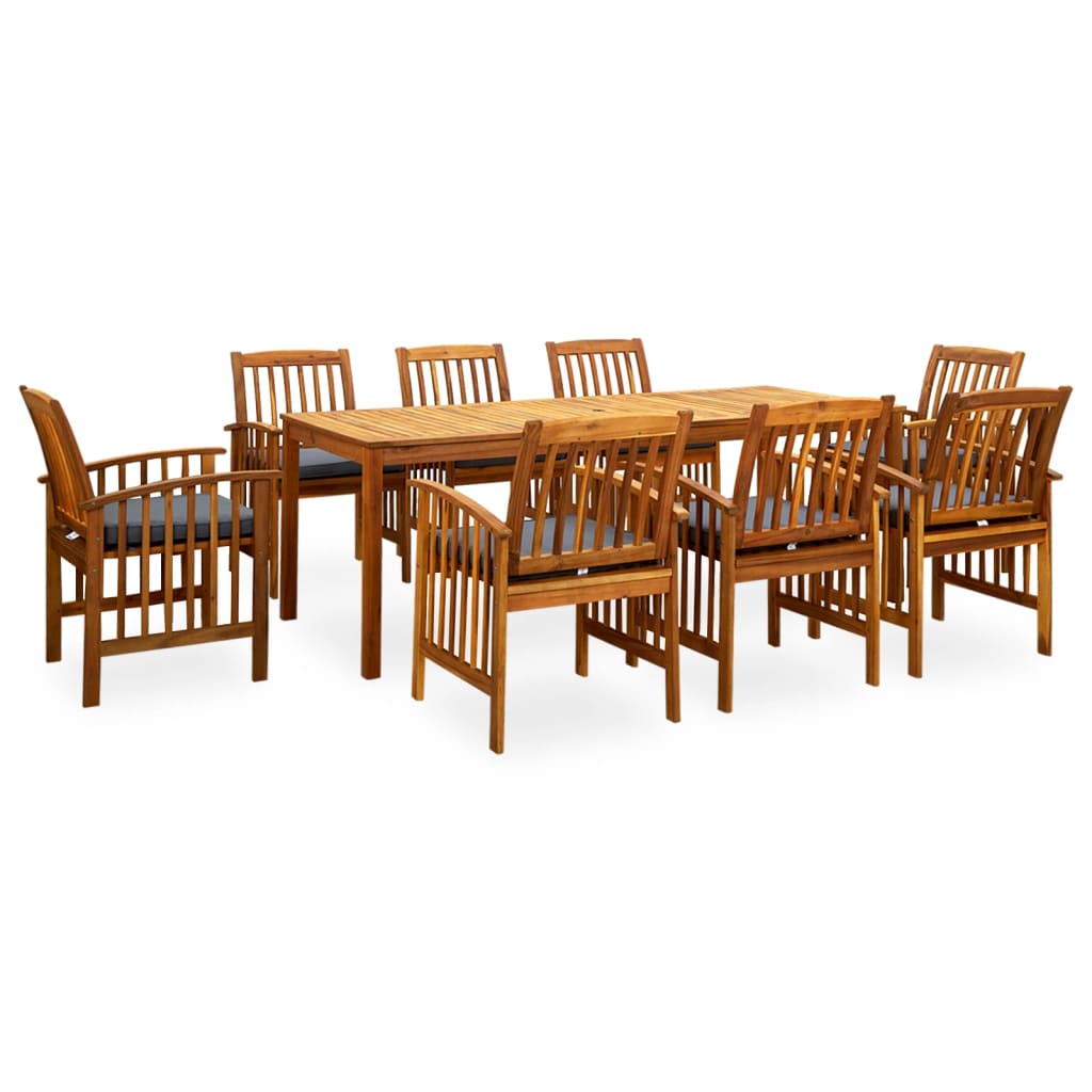 NNEVL 9 Piece Garden Dining Set with Cushions Solid Acacia Wood-0