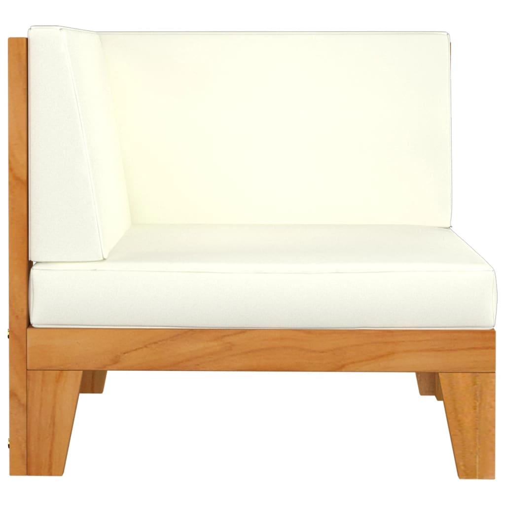 NNEVL 2-Seater Sofa with Cream White Cushions Solid Acacia Wood