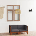 NNEVL 2-Seater Sofa with Dark Grey Cushions Solid Acacia Wood-0