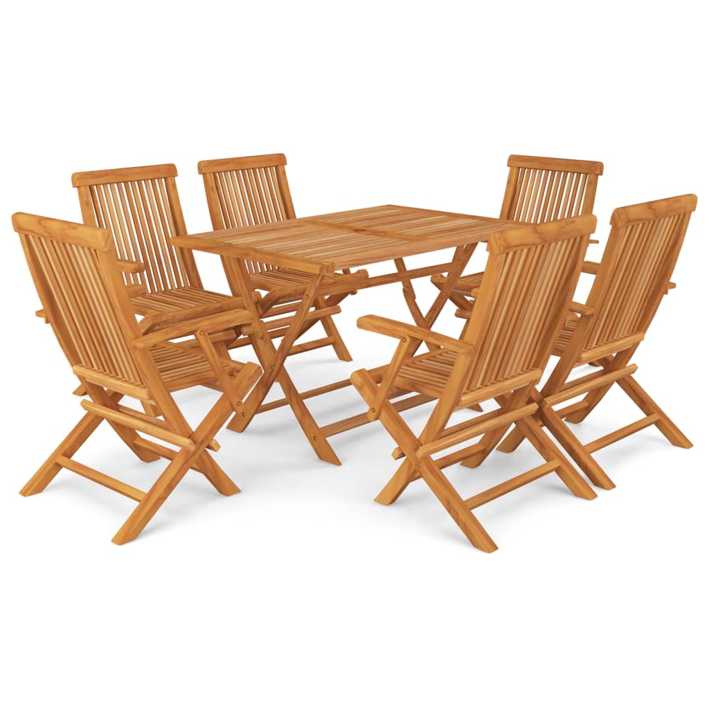 NNEVL 7 Piece Garden Dining Set Solid Teak Wood-1