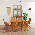 NNEVL 7 Piece Garden Dining Set Solid Teak Wood-0