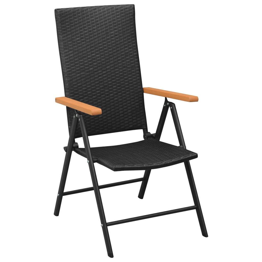 NNEVL 3 Piece Garden Dining Set Black and Brown-3
