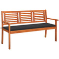NNEVL 3-Seater Garden Bench with Cushion 150 cm Solid Eucalyptus Wood-0