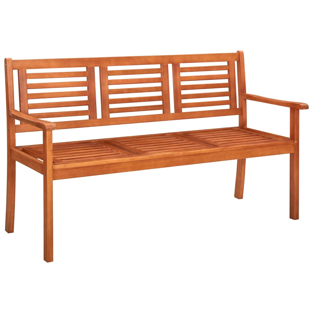 NNEVL 3-Seater Garden Bench with Cushion 150 cm Solid Eucalyptus Wood-1