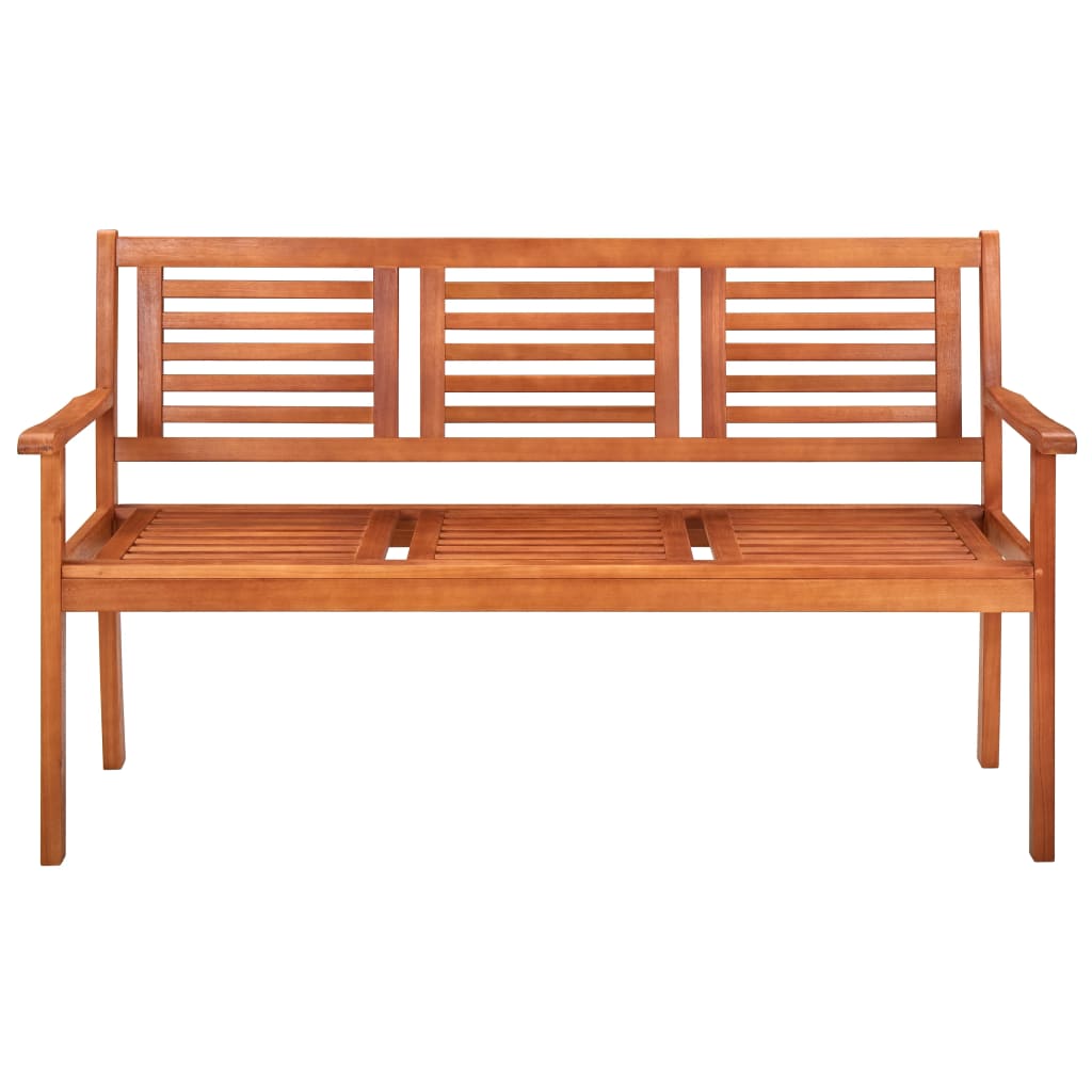 NNEVL 3-Seater Garden Bench with Cushion 150 cm Solid Eucalyptus Wood-2