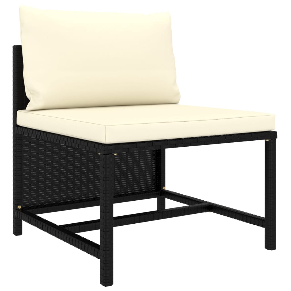 NNEVL 11 Piece Garden Lounge Set with Cushions Poly Rattan Black-4