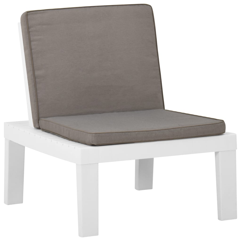 NNEVL Garden Lounge Chairs with Cushions 2 pcs Plastic White-2