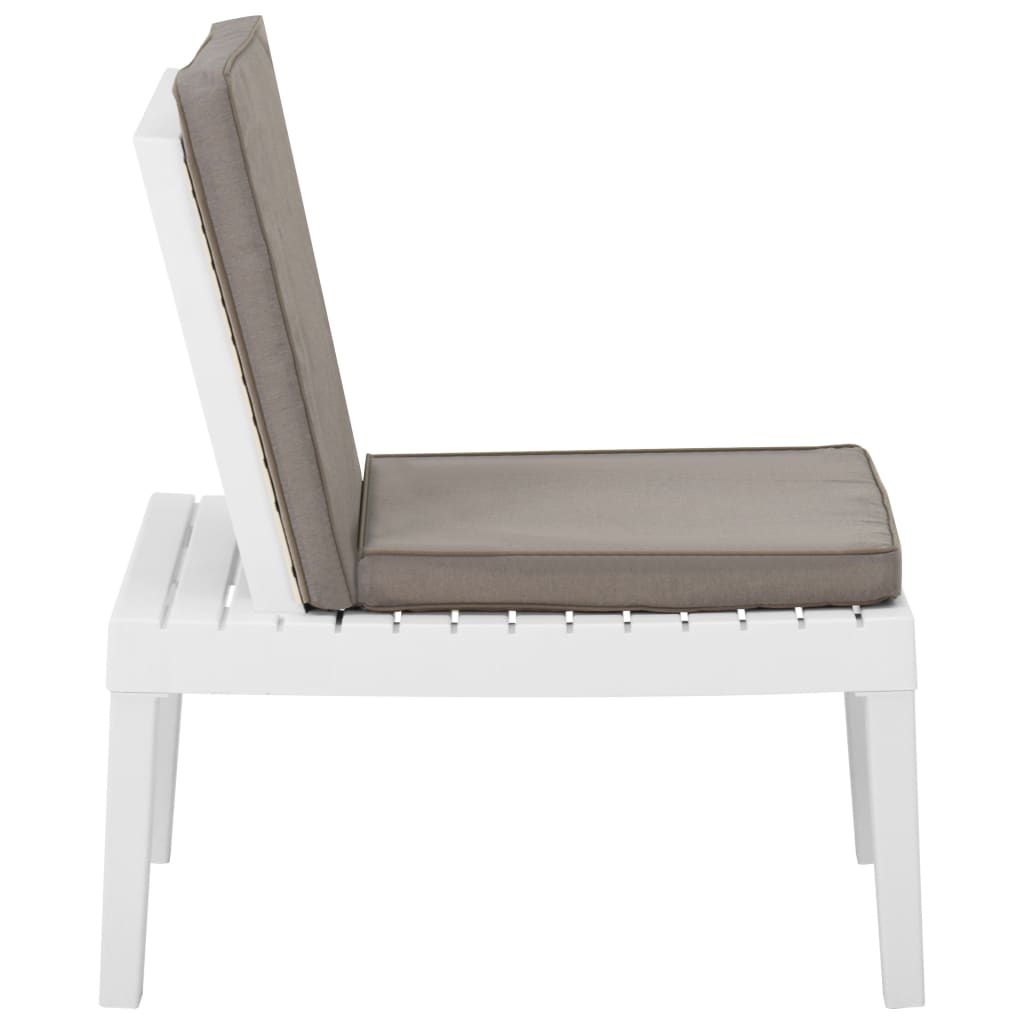 NNEVL Garden Lounge Chairs with Cushions 2 pcs Plastic White-4