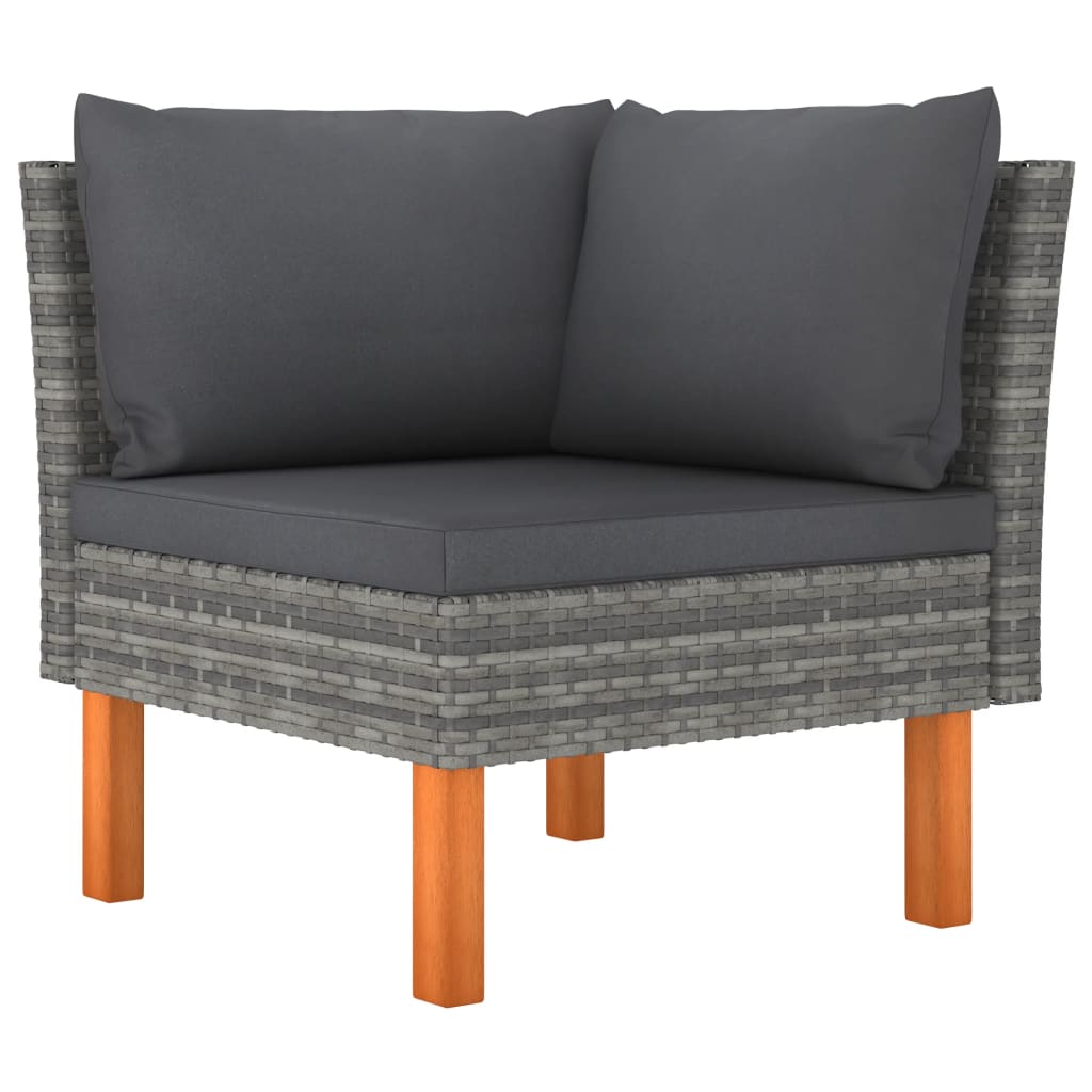 NNEVL 9 Piece Garden Lounge Set with Cushions Poly Rattan Grey-3