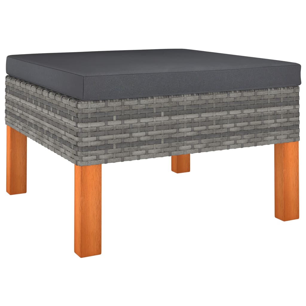 NNEVL 9 Piece Garden Lounge Set with Cushions Poly Rattan Grey-4