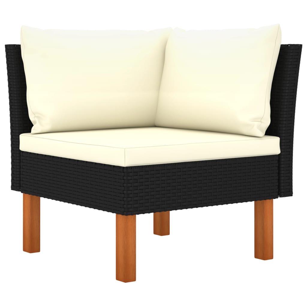 NNEVL 7 Piece Garden Lounge Set with Cushions Poly Rattan Black-2
