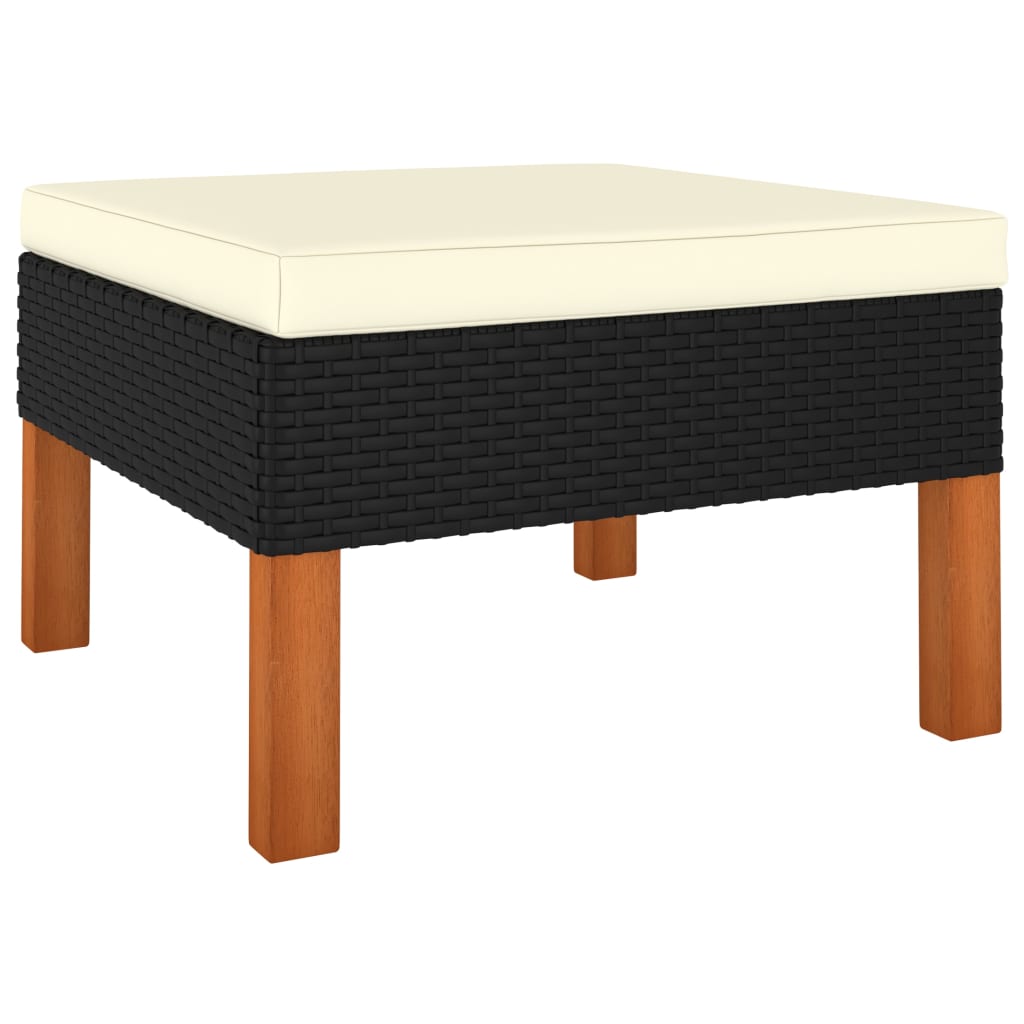 NNEVL 7 Piece Garden Lounge Set with Cushions Poly Rattan Black-3