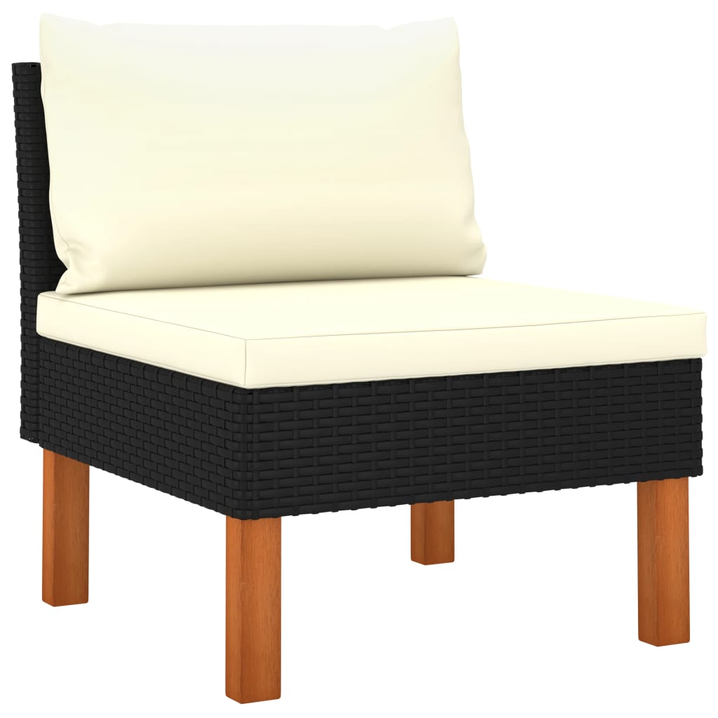 NNEVL 7 Piece Garden Lounge Set with Cushions Poly Rattan Black-4