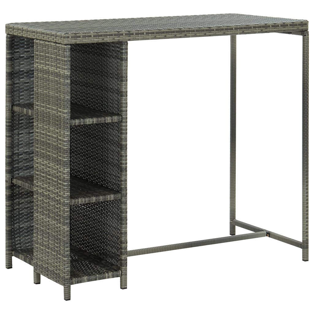 NNEVL 5 Piece Garden Bar Set with Cushions Poly Rattan Grey-1