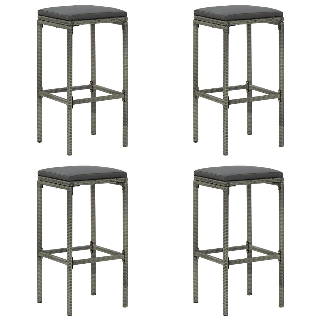 NNEVL 5 Piece Garden Bar Set with Cushions Poly Rattan Grey-4