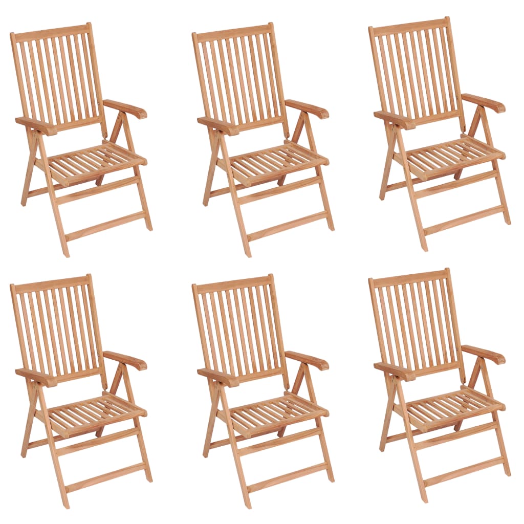NNEVL Reclining Garden Chairs 6 pcs Solid Teak Wood-0