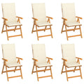 NNEVL Garden Chairs 6 pcs with Cream Cushions Solid Teak Wood-0