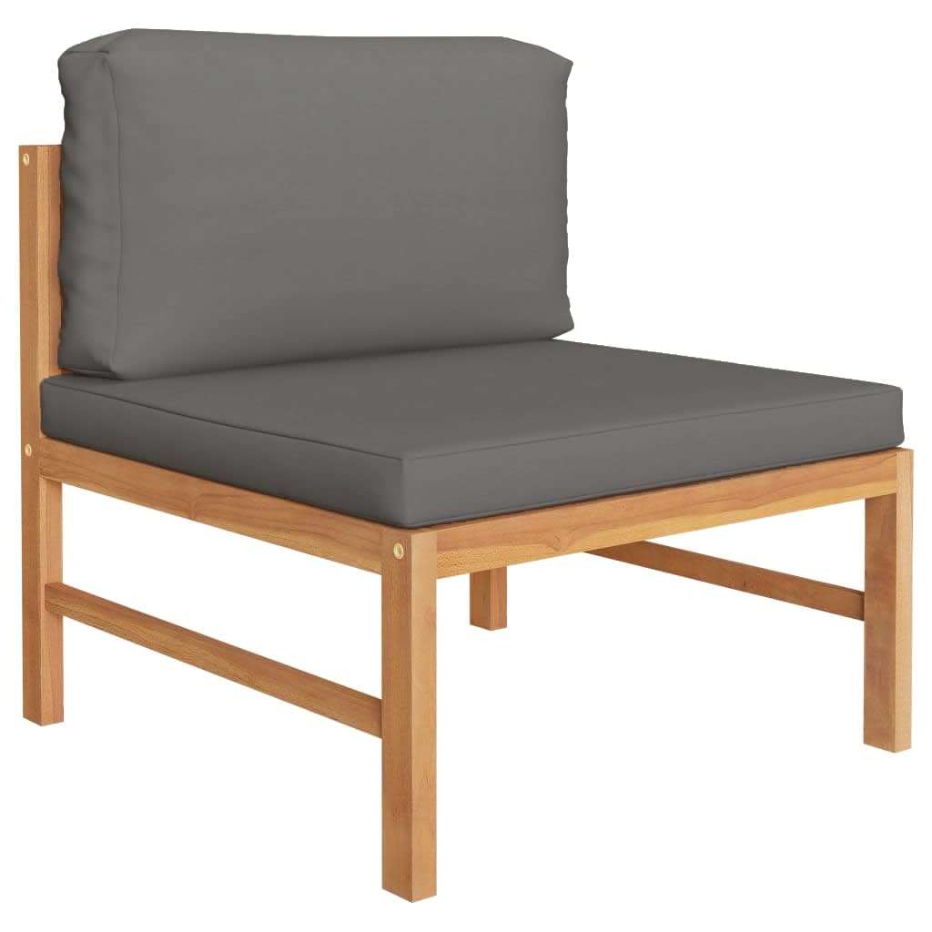 NNEVL 3 Piece Garden Lounge Set with Dark Grey Cushions Teak Wood-1