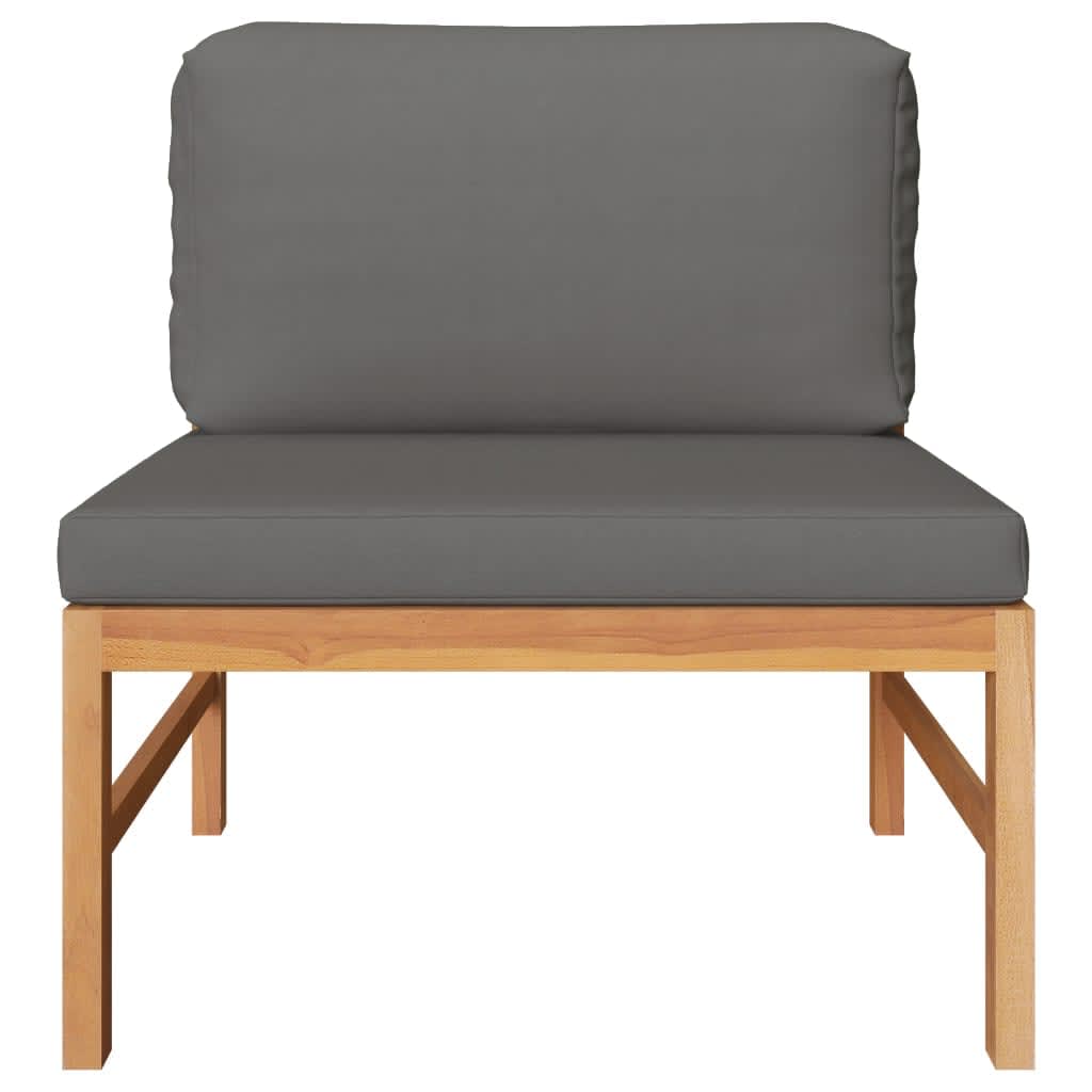 NNEVL 3 Piece Garden Lounge Set with Dark Grey Cushions Teak Wood-2
