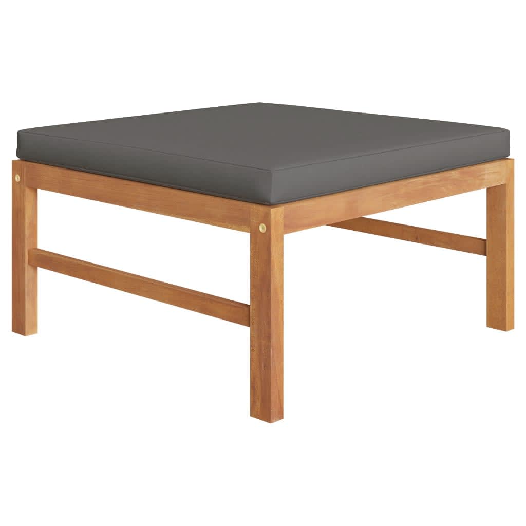 NNEVL 3 Piece Garden Lounge Set with Dark Grey Cushions Teak Wood-3