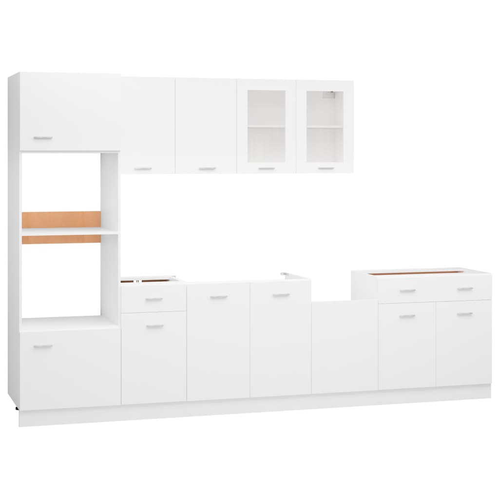 NNEVL 7 Piece Kitchen Cabinet Set White Chipboard-2