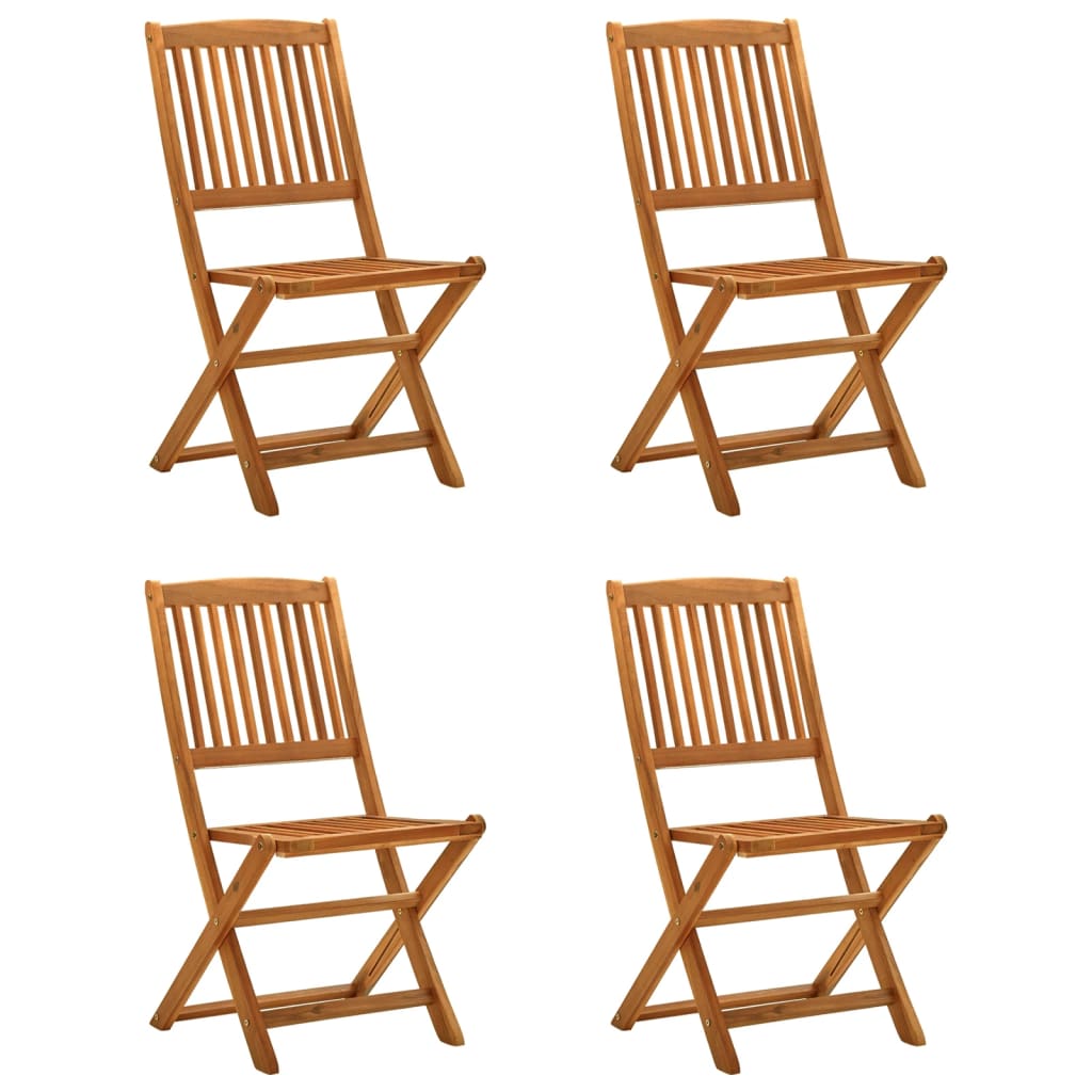 NNEVL Folding Garden Chairs 4 pcs Solid Eucalyptus Wood-0