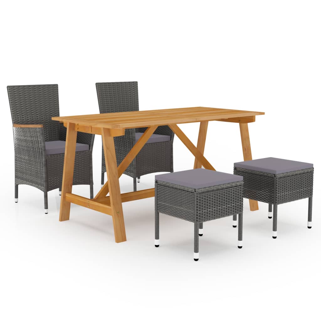 NNEVL 5 Piece Garden Dining Set Grey-0