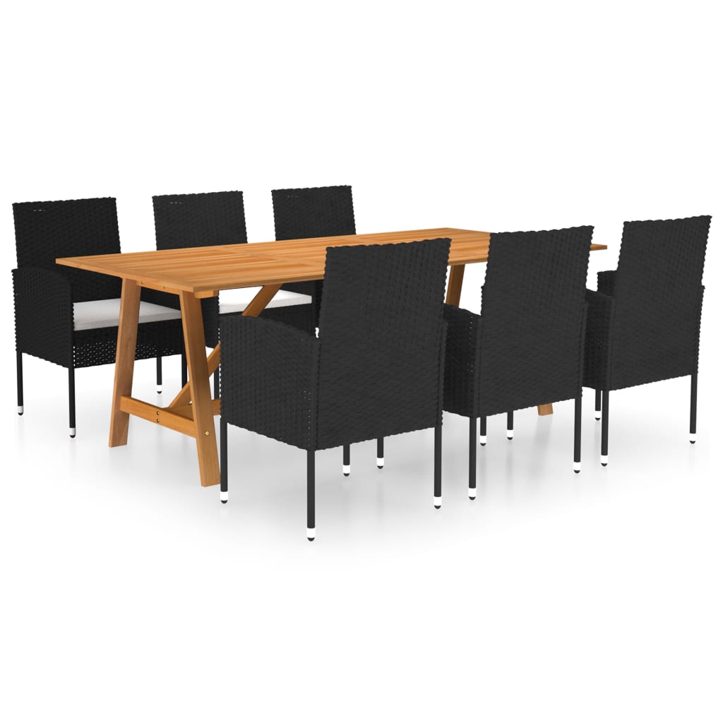 NNEVL 7 Piece Garden Dining Set Black-0
